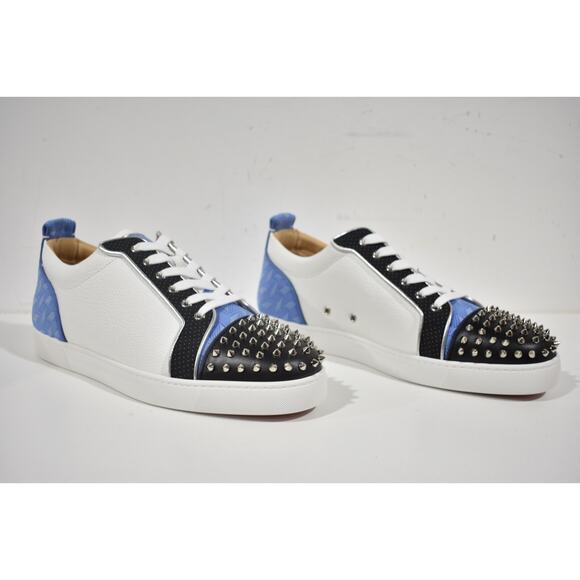 Christian Louboutin Louis Junior Spikes Orlato Flat White Low Top Sneaker 48 15 - Picture 4 of 12